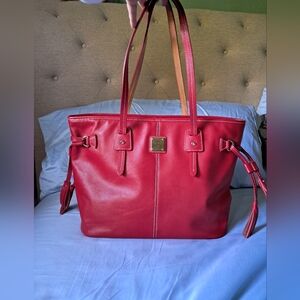 Dooney & Bourke Double Tassel Saffiano Italian Red Leather Bailey Discontinued